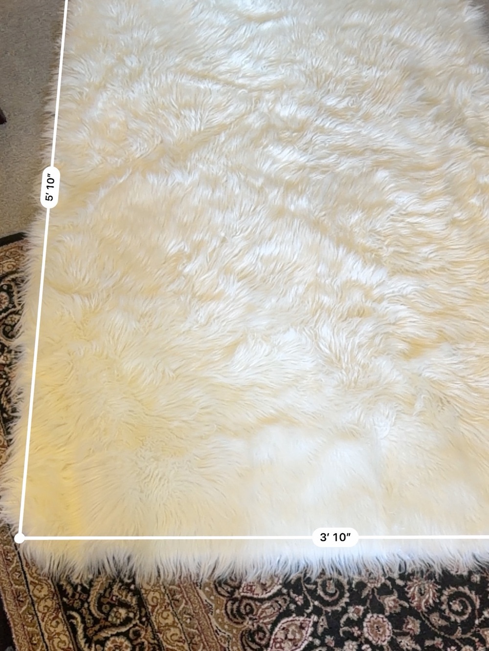 Faux Sheepskin Area Rug - Cream - Picture 6 of 6